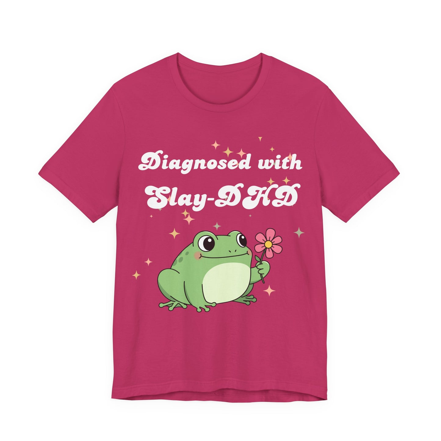 Diagnosed with Slay-DHD T-Shirt | Funny ADHD Shirt | Cute Frog Tee | Sassy Unisex Graphic T-Shirt | Gift for ADHD Women | Mental Health Humor Shirt