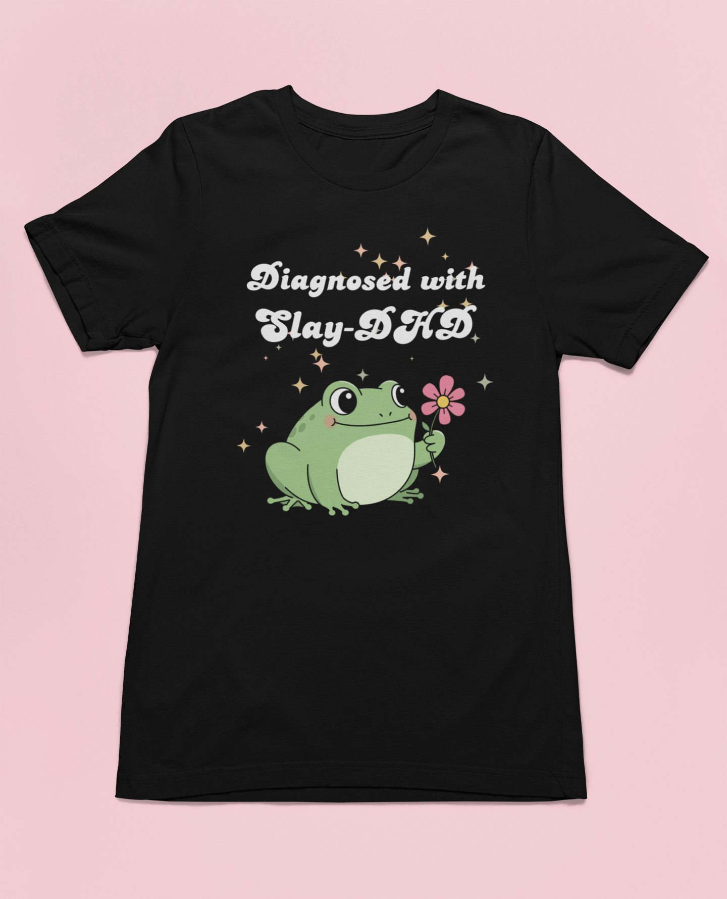 Diagnosed with Slay-DHD T-Shirt | Funny ADHD Shirt | Cute Frog Tee | Sassy Unisex Graphic T-Shirt | Gift for ADHD Women | Mental Health Humor Shirt