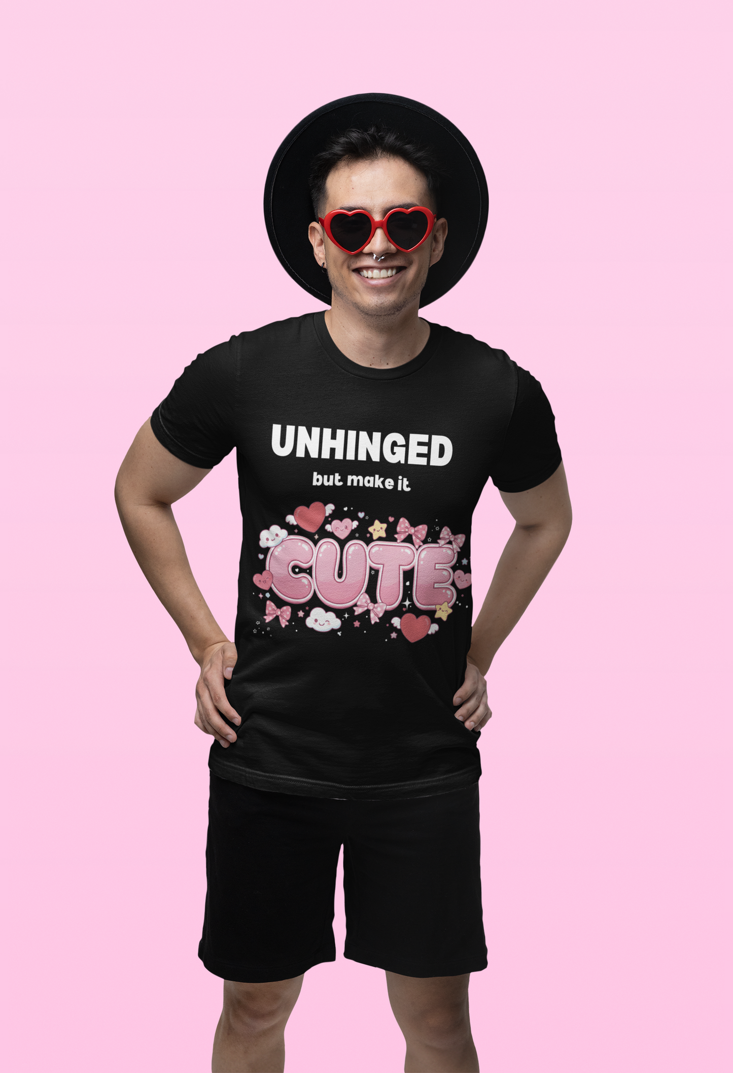 "Unhinged But Make It Cute" Graphic T-Shirt — Funny Sassy Tee for Women & Men
