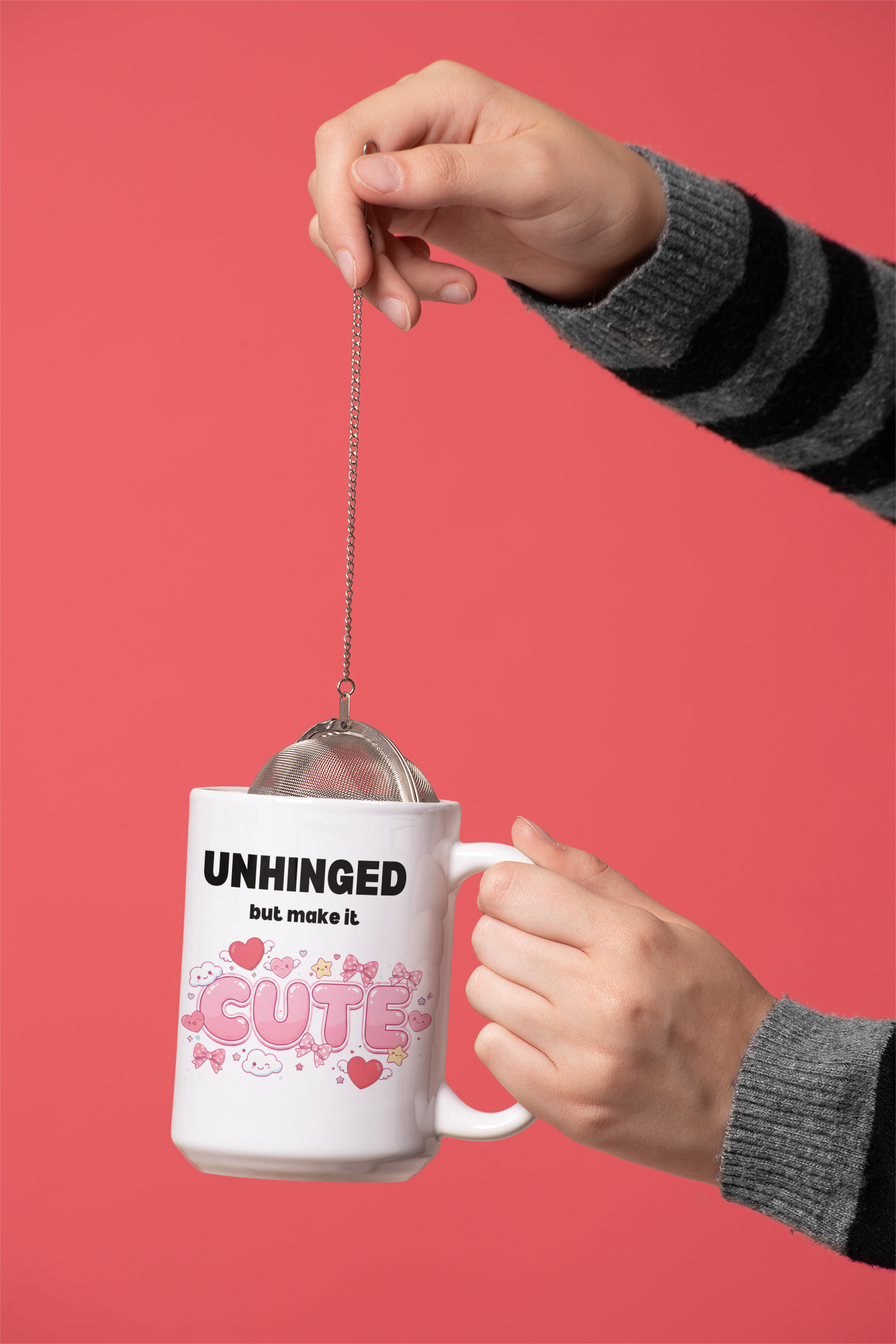 Unhinged But Make It Cute Coffee Mug - Ceramic Mug with Funny Sarcastic Slogan (11oz/15oz)