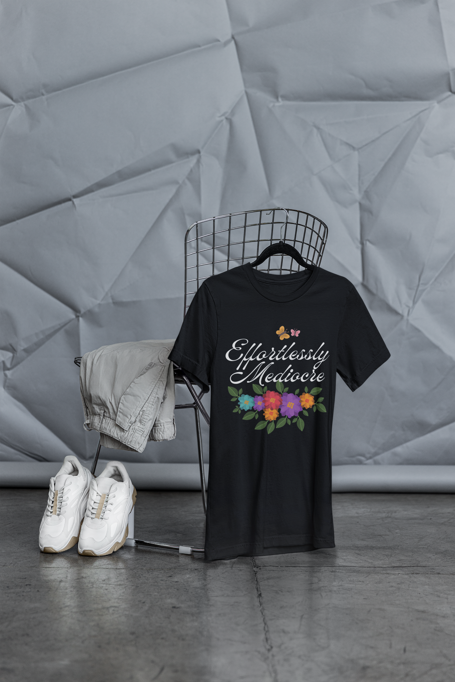 Effortlessly Mediocre T-Shirt | Funny Sarcastic Floral Graphic Tee | Humorous Gift for Women | Unisex Fit