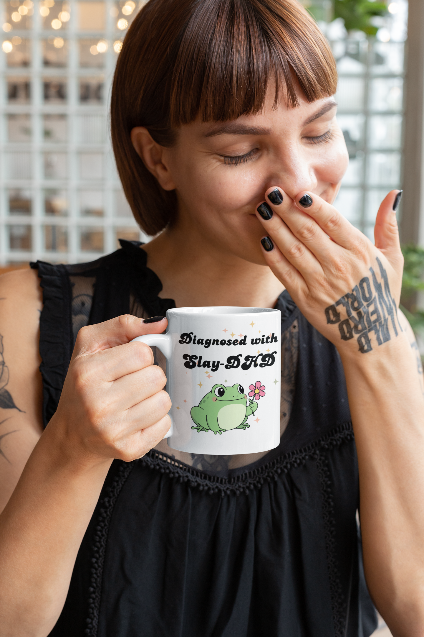 Diagnosed with Slay DHD - Funny Cute Frog Ceramic Mug (11oz & 15oz)