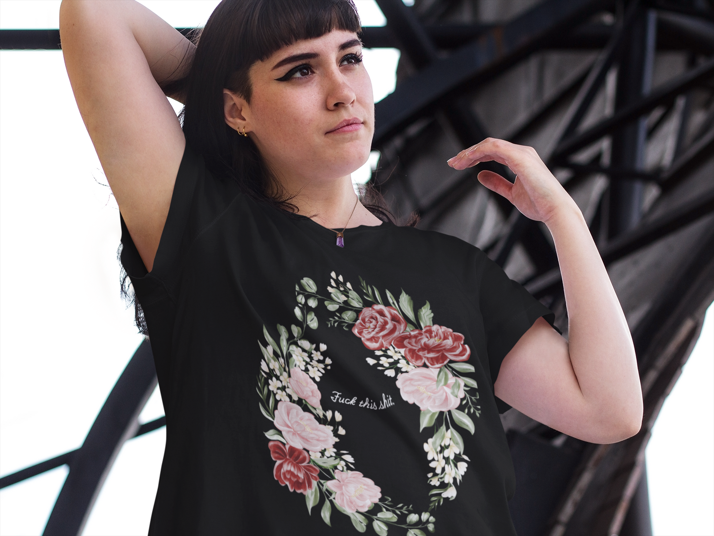 "F**k This Sh*t" Floral Wreath Graphic T-Shirt | Sassy Statement Tee